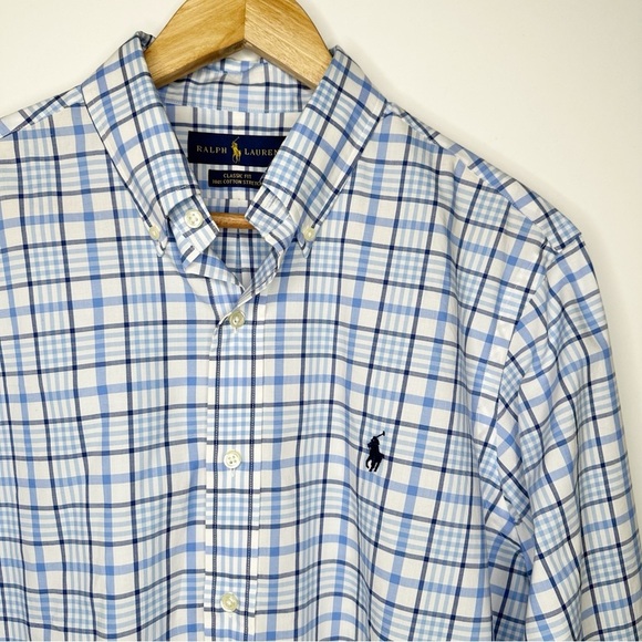 Ralph Lauren Other - Ralph Lauren Blue Plaid Classic Fit Button Down Shirt Size Medium